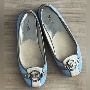 Michael Kors MK color block blue and cream spring flats shoes-7.5